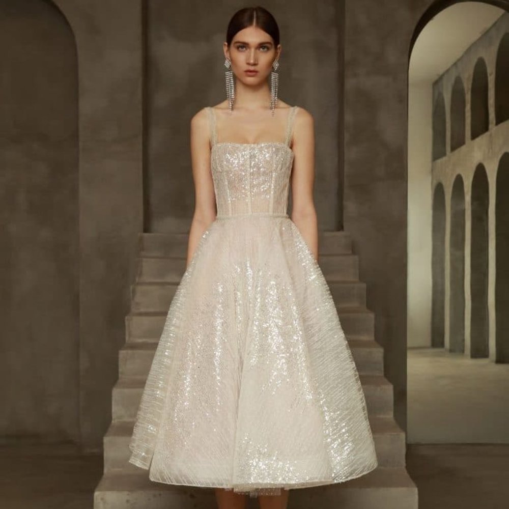 BRONX AND BANCO MADEMOISELLE BRIDAL MIDI DRESS Size M